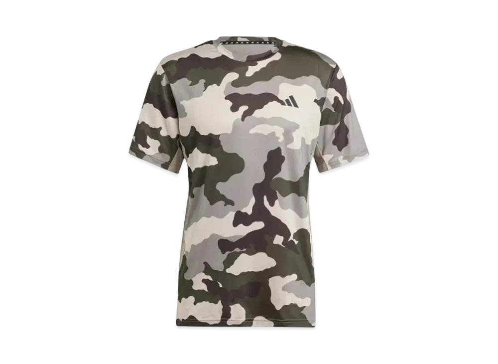 adidas Train Essentials Camo Allover Print Short Sleeve T-shirt "Silver Pebble"