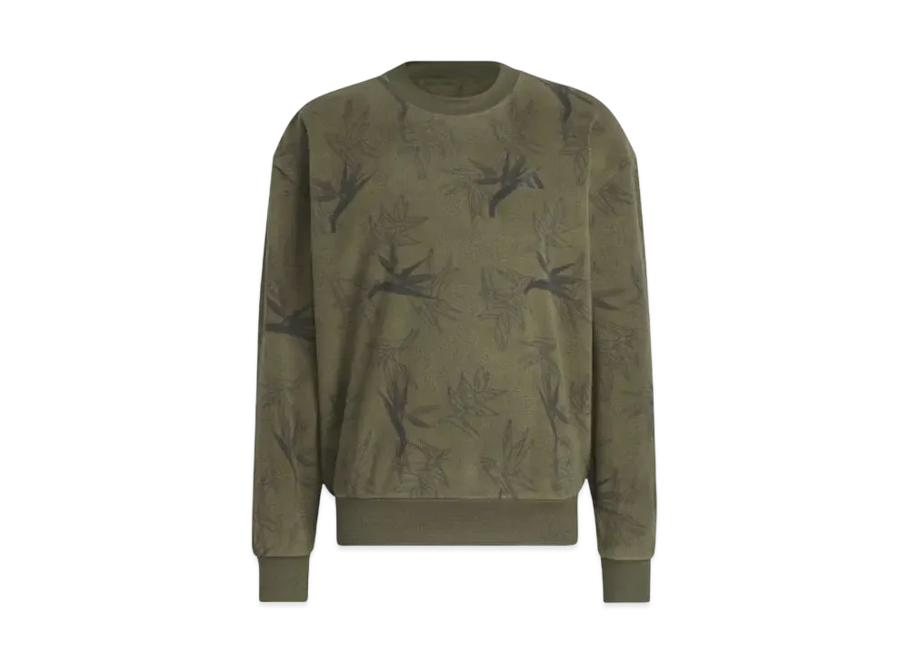 adidas Novelty Print Fleece Long Sleeve Pullover "Olive Strata"