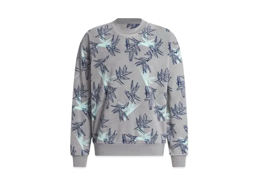adidas Novelty Print Fleece Long Sleeve Pullover "Grey Three"