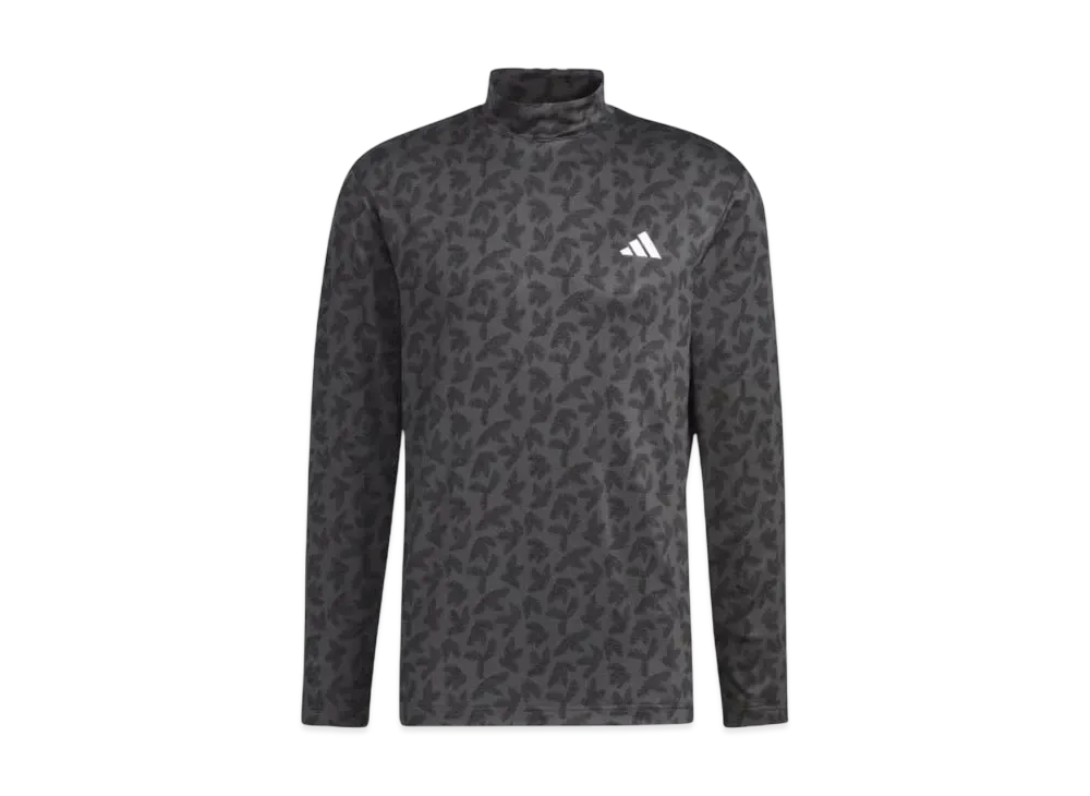 adidas Palm Leaf Print Mock Neck L/S Stretch Shirt "Black/Grey Six"