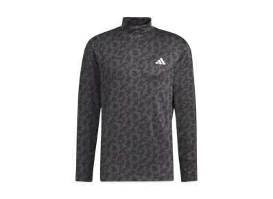 adidas Palm Leaf Print Mock Neck L/S Stretch Shirt "Black/Grey Six"