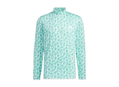adidas Palm Leaf Print Mock Neck L/S Stretch Shirt "Green/Semi Flash Aqua"