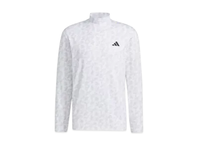 adidas Palm Leaf Print Mock Neck L/S Stretch Shirt "White/Grey Two"