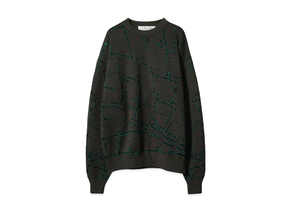 Bal NET JACQUARD COTTON CREWNECK SWEATER "FOREST"