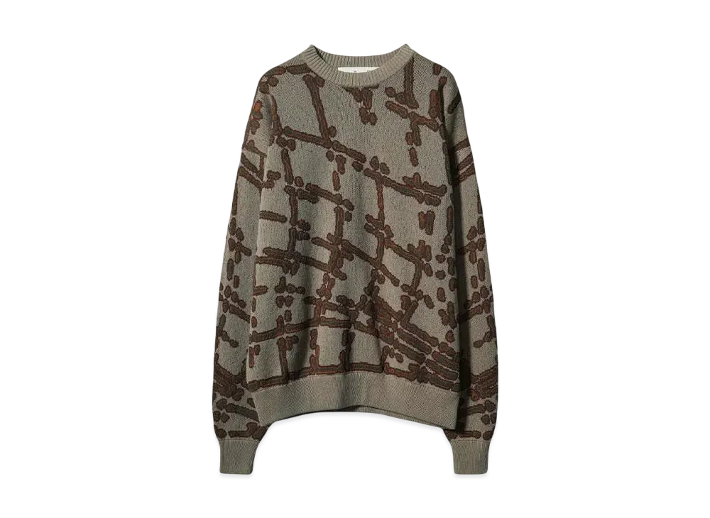 Bal NET JACQUARD COTTON CREWNECK SWEATER "COFFEE"
