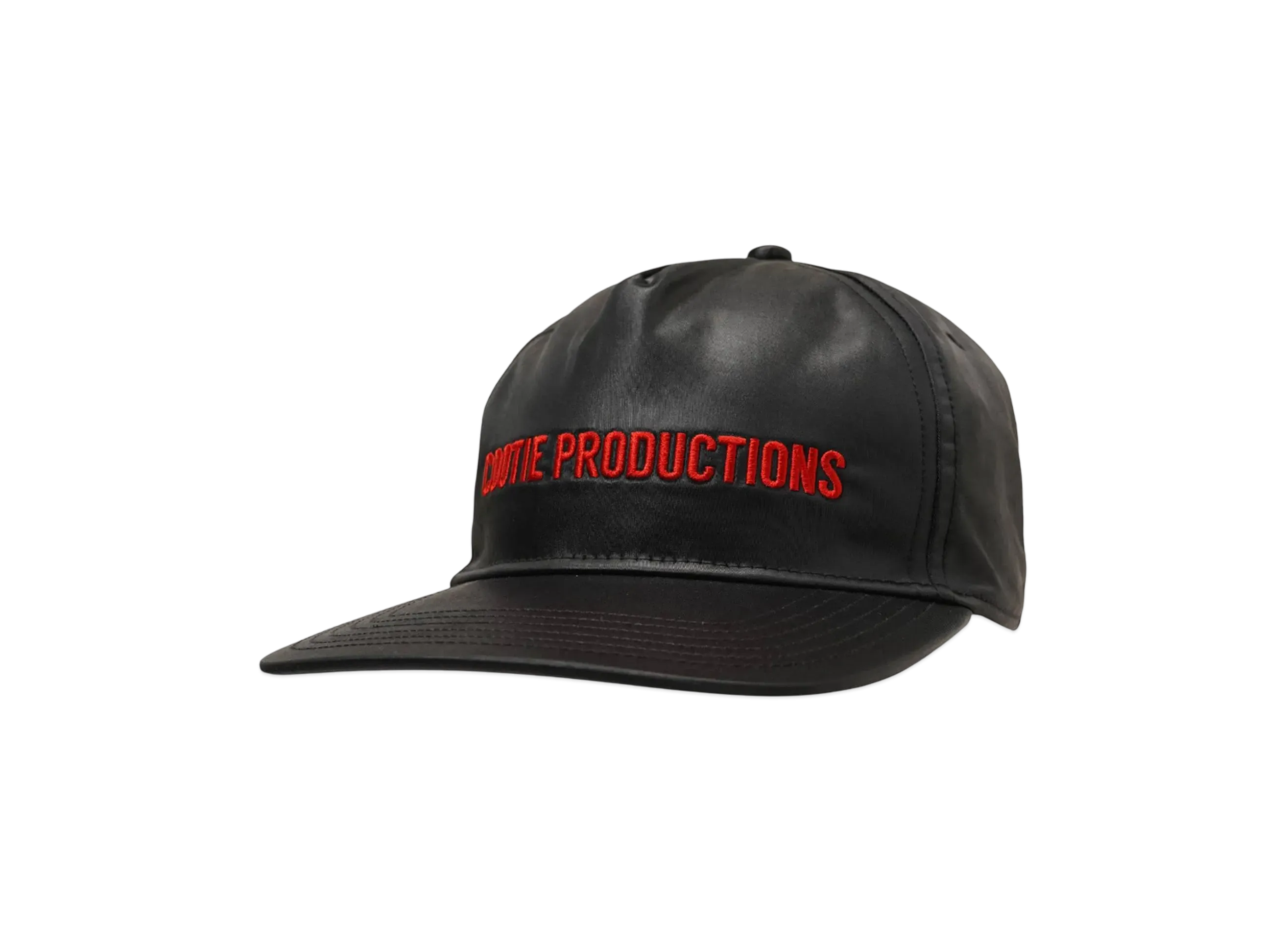 COOTIE PRODUCTIONS Damp Coated Satin 5 Panel Cap "BLACK X RED"