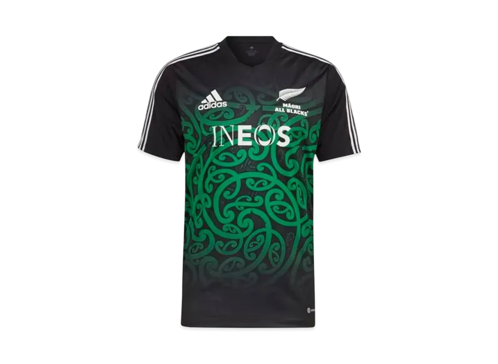 adidas Maori All Blacks Rugby Performance T-Shirt "Black/Team Green"