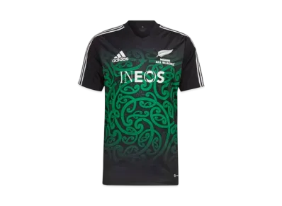 adidas Maori All Blacks Rugby Performance T-Shirt "Black/Team Green"