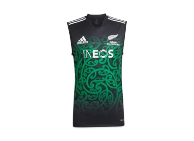 adidas Maori All Blacks Rugby Performance Singlet "Black/Team Green"