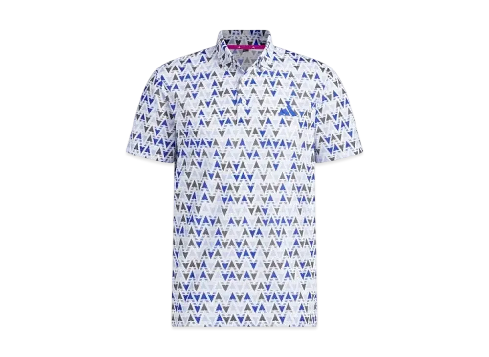 adidas Multicolor Print Short Sleeve Button Down Shirt "Blue Dawn"