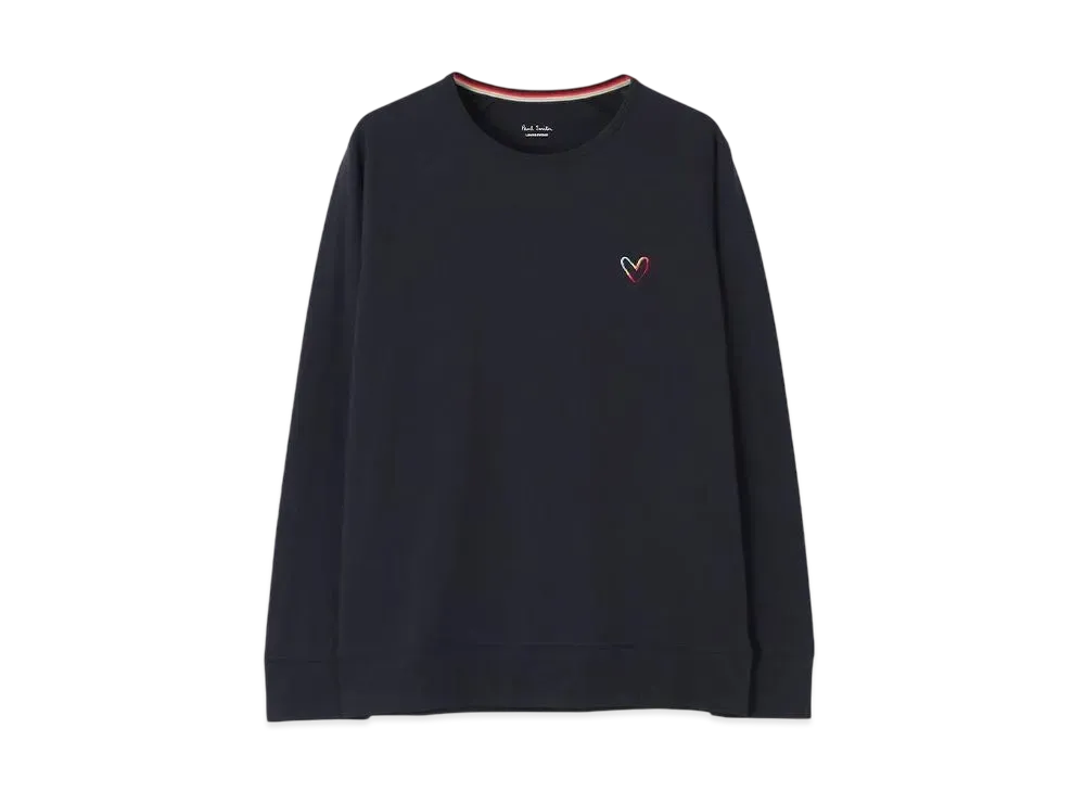 Paul Smith Womens Swirl Heart Long Sleeve T-Shirt "Navy"
