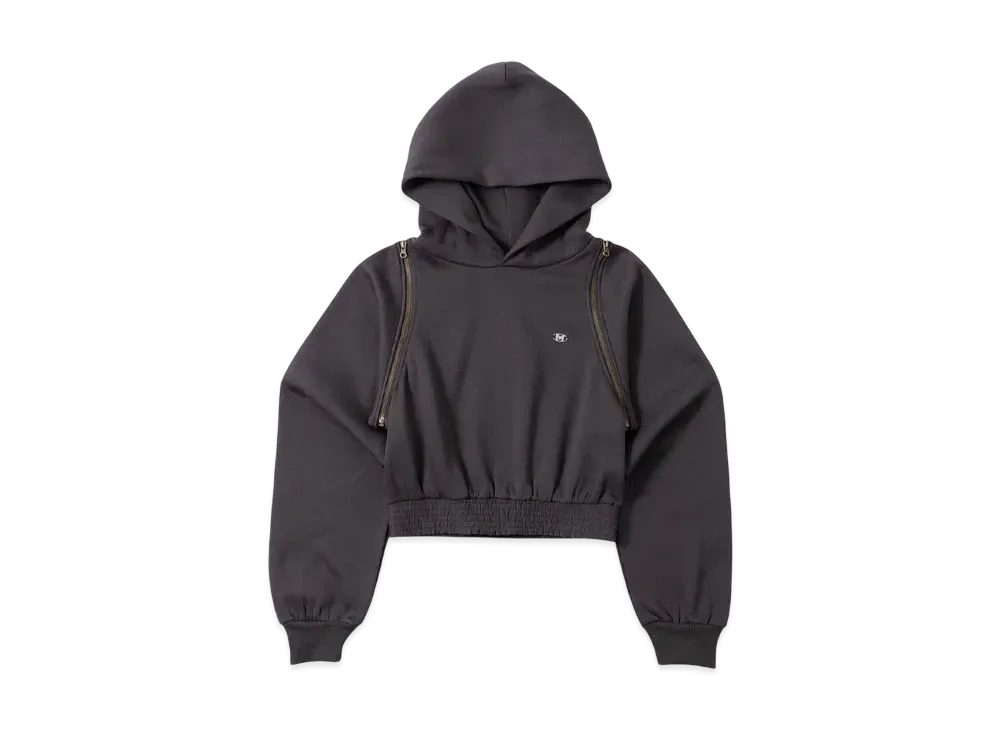 HTH 2way shoulder zip hoodie "CHARCOAL"
