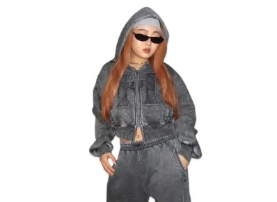 HTH H Vintage logo zip hoodie "BLACK"