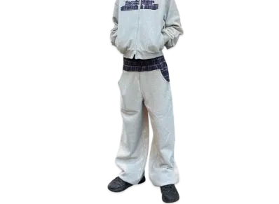 HTH Check pattern sweat pants "GRAY"