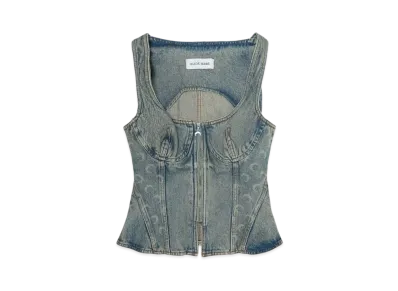 Marine serre MOON LASER DENIM BUSTIER TOP "LIGHT BEIGE"
