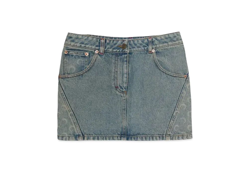 Marine serre MOON LASER DENIM MINI SKIRT "LIGHT BEIGE"