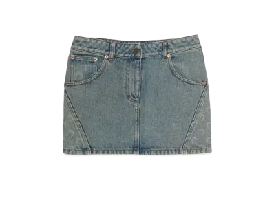 Marine serre MOON LASER DENIM MINI SKIRT "LIGHT BEIGE"