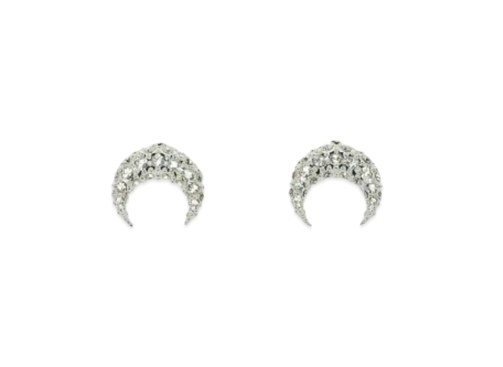 Marine serre RHINESTONE SILVER PLATED MOON STUDS "SHINY SILVER"