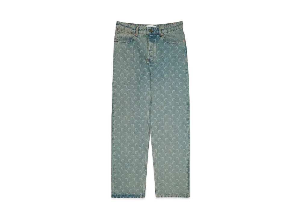 Marine serre MOON LASER DENIM LOOSE JEANS "LIGHT BEIGE"