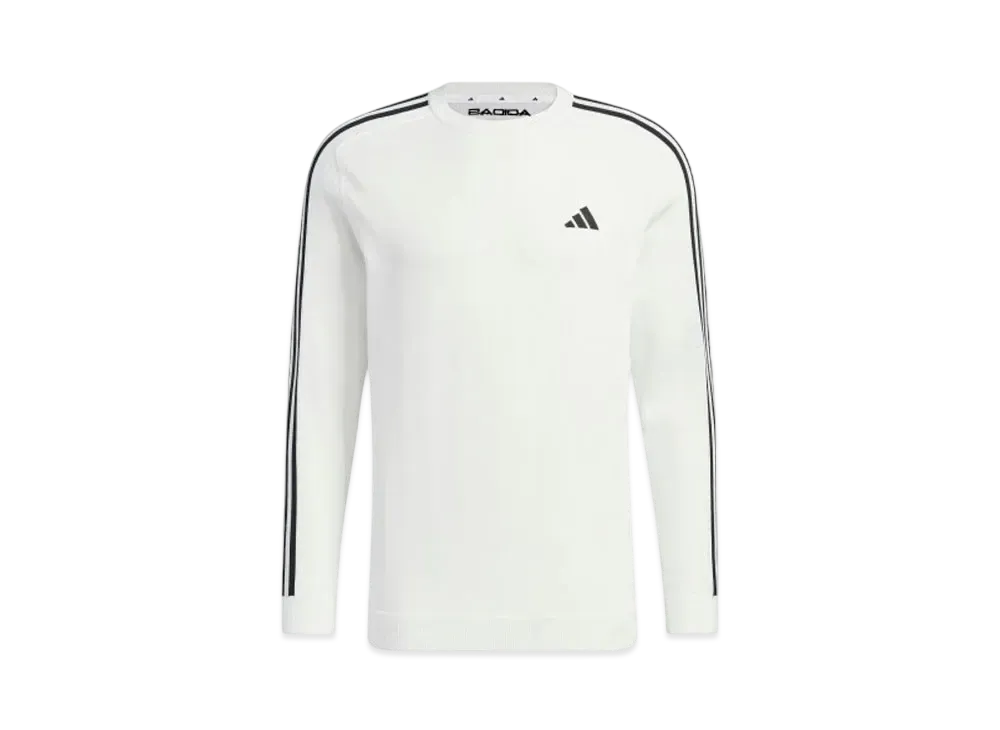adidas Lightweight 3-Stripes Long Sleeve Crew Neck Sweater "White"