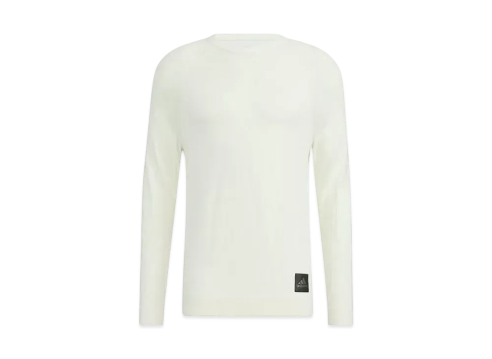 adidas Rib Pattern Long Sleeve Crewneck Sweater "White"