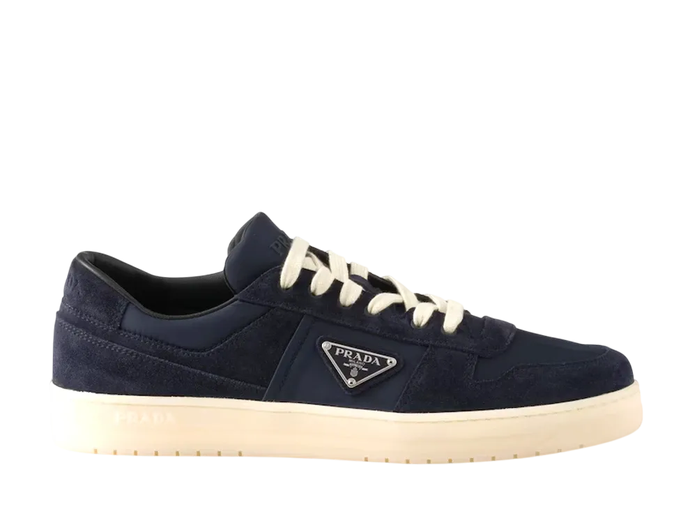 PRADA Downtown Re-Nylon and Suede Sneakers "Navy"