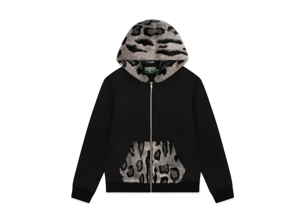 DENIM TEARS Panther Print Fur Hoodie "Black"