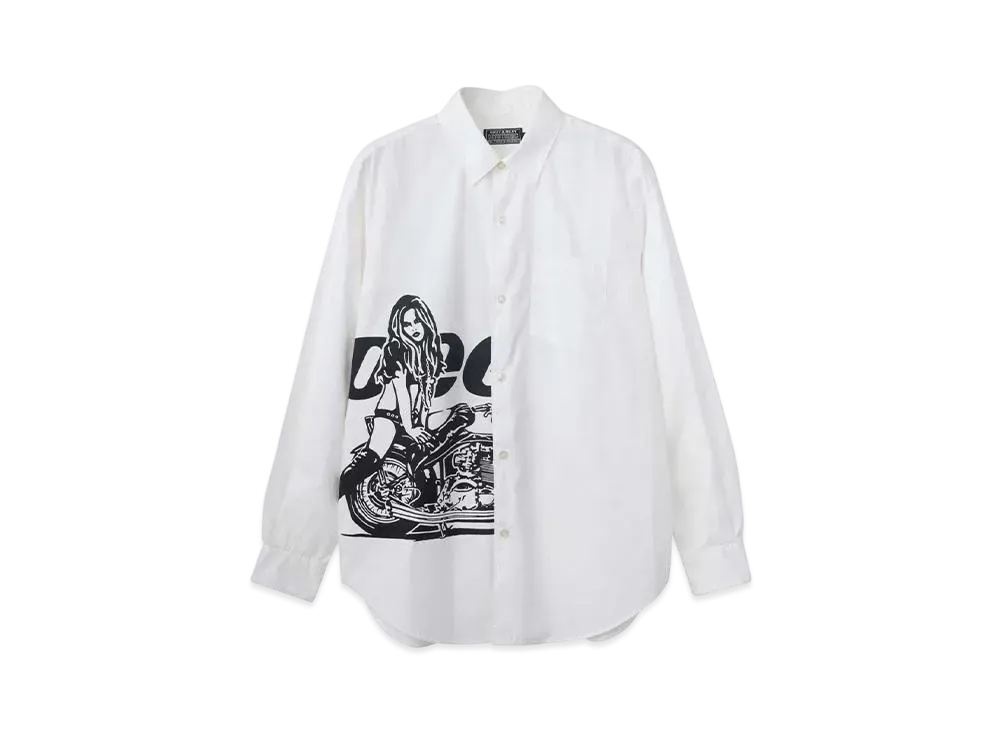 HYSTERIC GLAMOUR Speedster Regular Collar Shirt "White"
