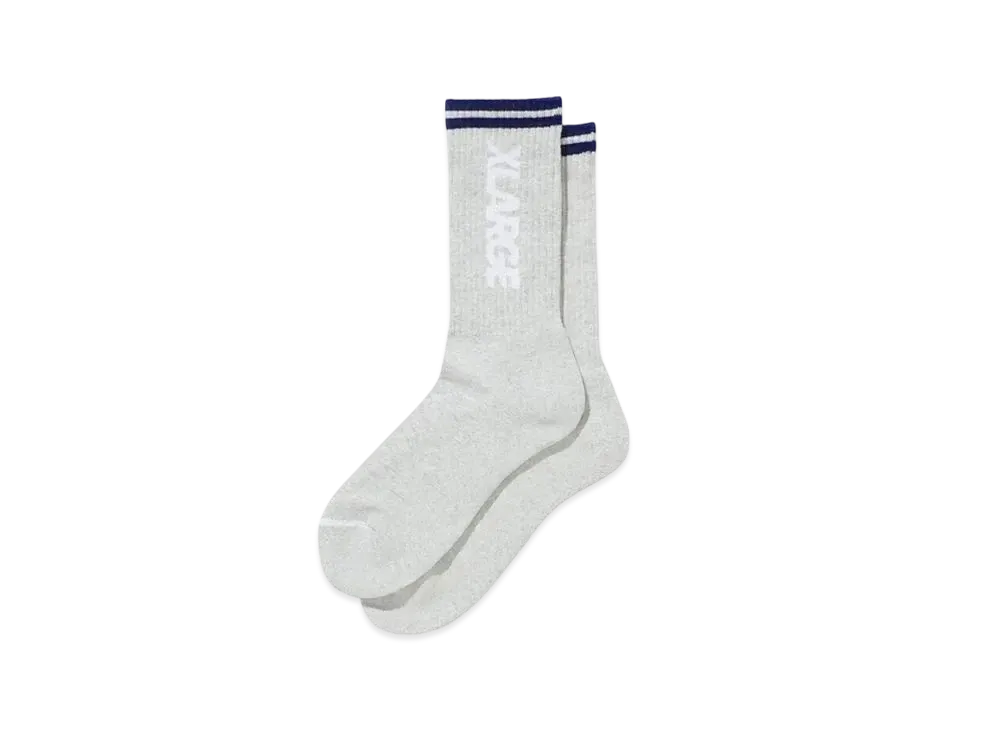 XLARGE CONTRAST STRIPED STANDARD LOGO SOCKS "ASH"