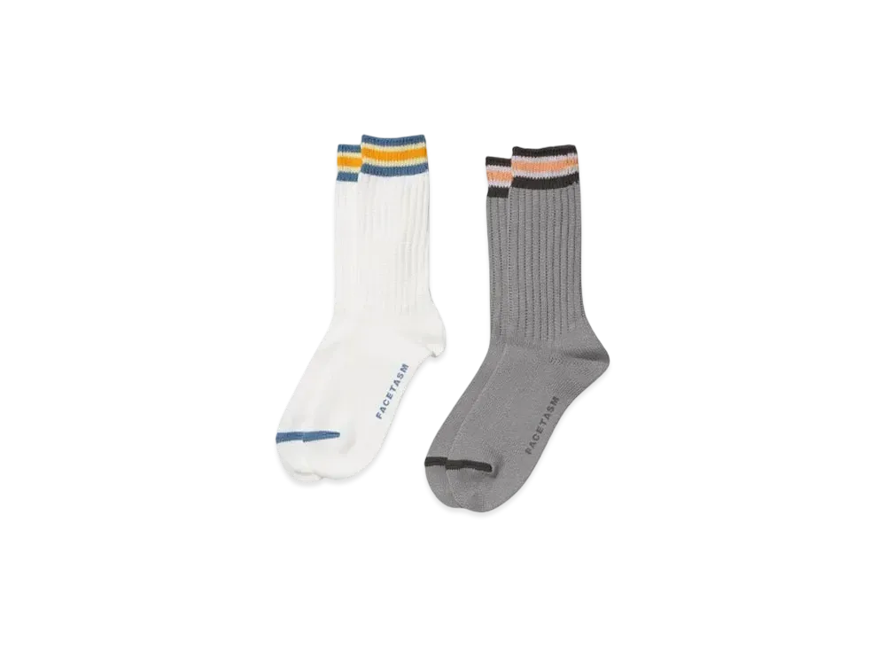 FACETASM RIB SOCKS "WHITE & GREY"