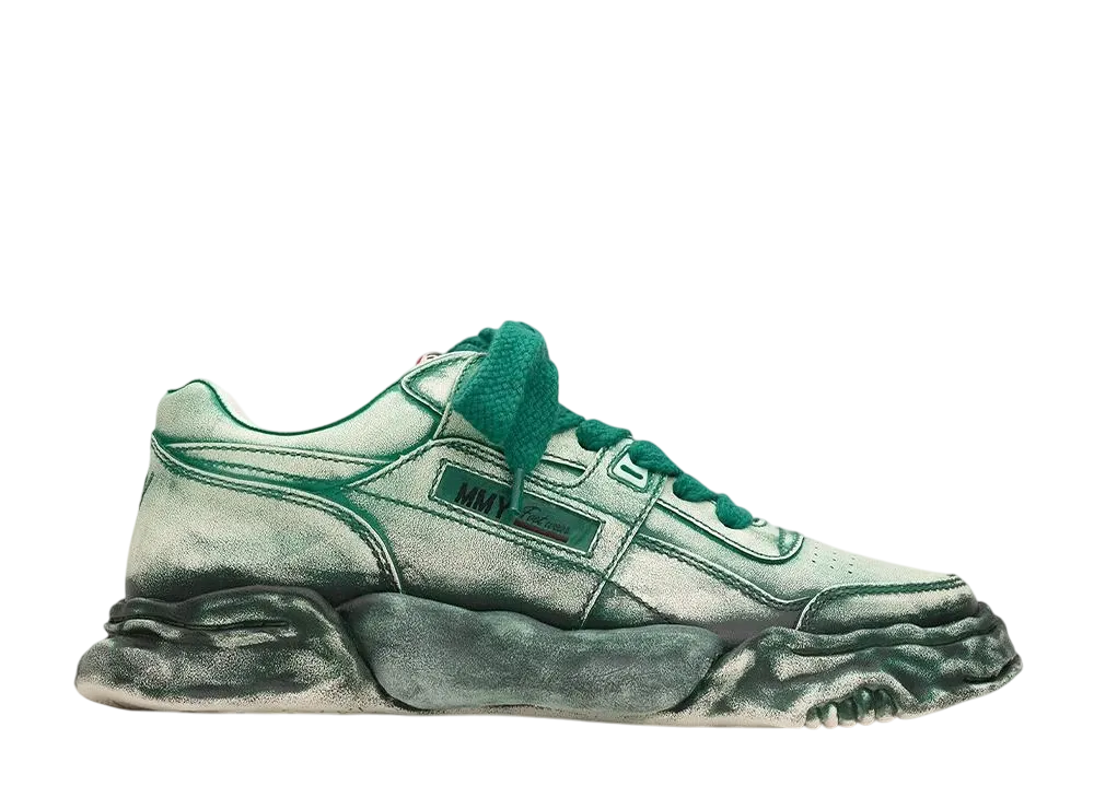 メゾンミハラヤスヒロ パーカー OG ソール フェイデッドエフェクトレザー ロートップ スニーカー "グリーン" (A14FW735)