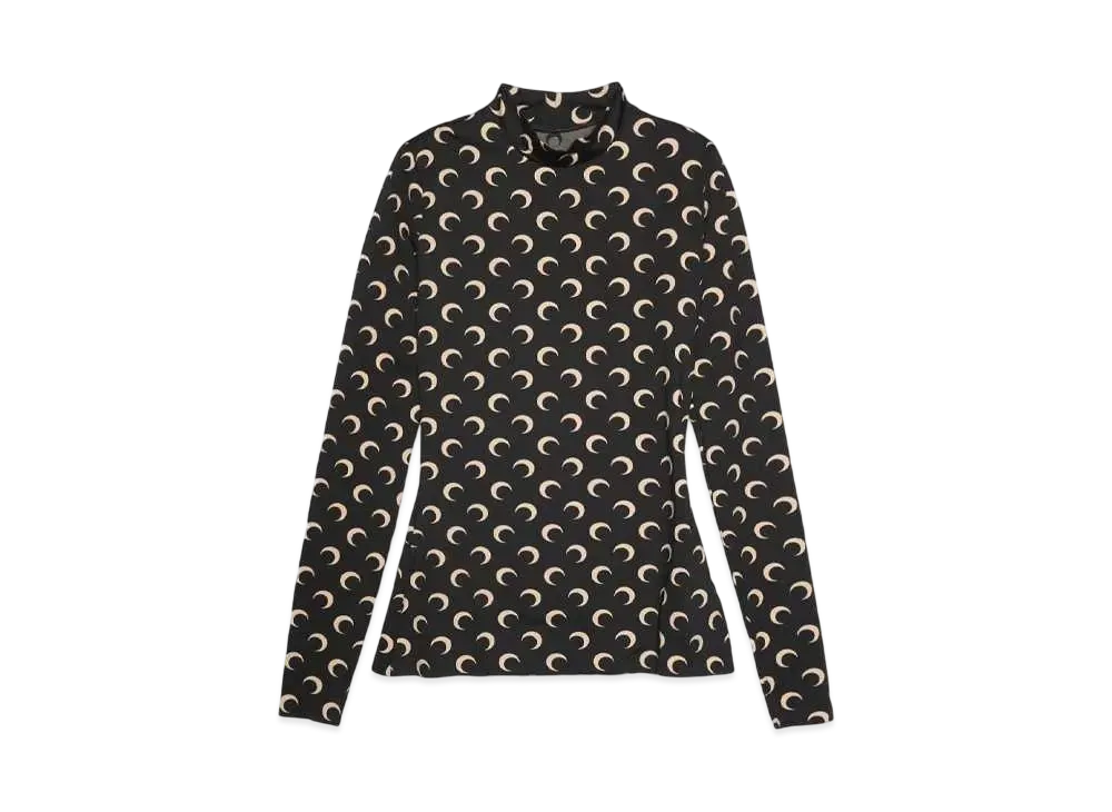 Marine serre RECYCLED MOON JERSEY SS HIGHNECK TOP (25SS) "INVERSE TAN "