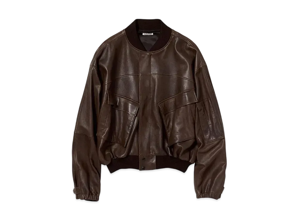 AURALEE Lamb Leather Flight Blouson "Brown"