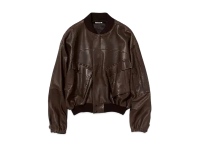 AURALEE Lamb Leather Flight Blouson "Brown"