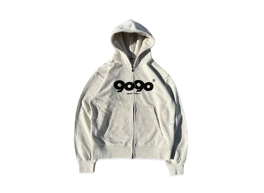 9090 9090 OG Logo Zip Hoodie "HEATHER WHITE"