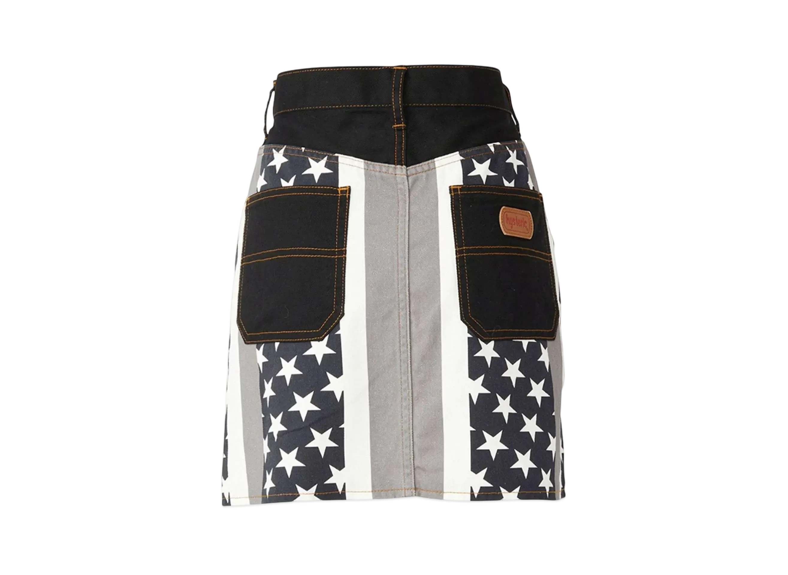 HYSTERIC GLAMOUR Star Stripe Pattern A-Line Mini Skirt "Black"