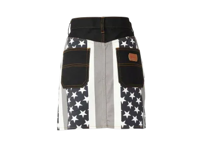 HYSTERIC GLAMOUR Star Stripe Pattern A-Line Mini Skirt "Black"