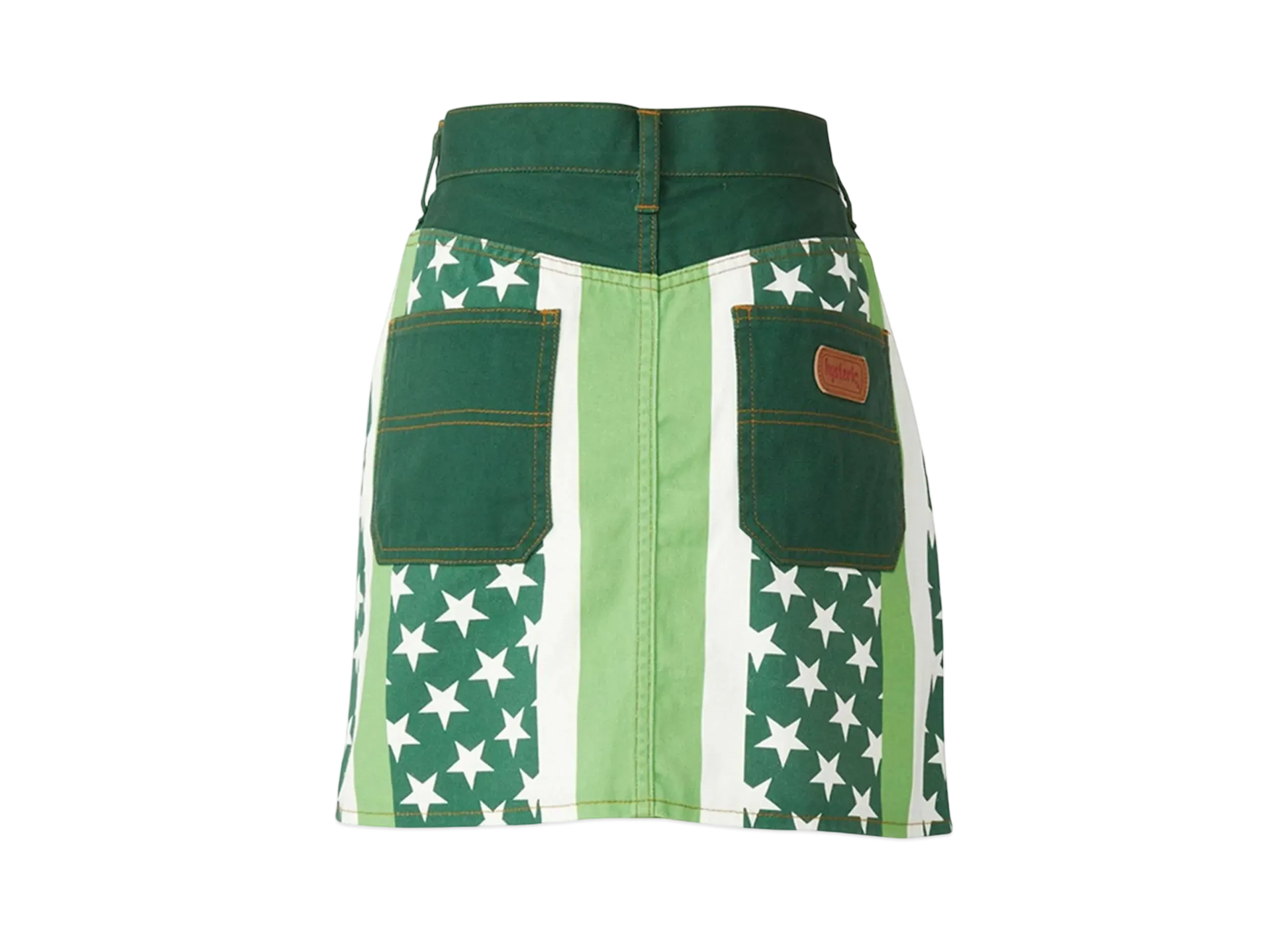 HYSTERIC GLAMOUR Star Stripe Pattern A-Line Mini Skirt "Green"