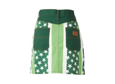 HYSTERIC GLAMOUR Star Stripe Pattern A-Line Mini Skirt "Green"