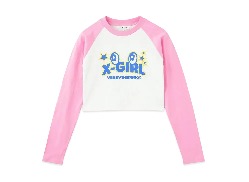 X-Girl x VANDY THE PINK Raglan L/S Baby Tee "Pink"