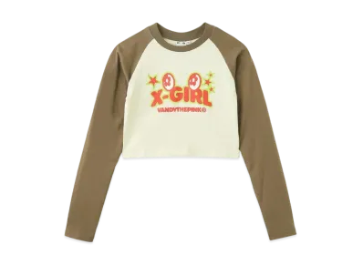 X-Girl x VANDY THE PINK Raglan L/S Baby Tee "Brown"