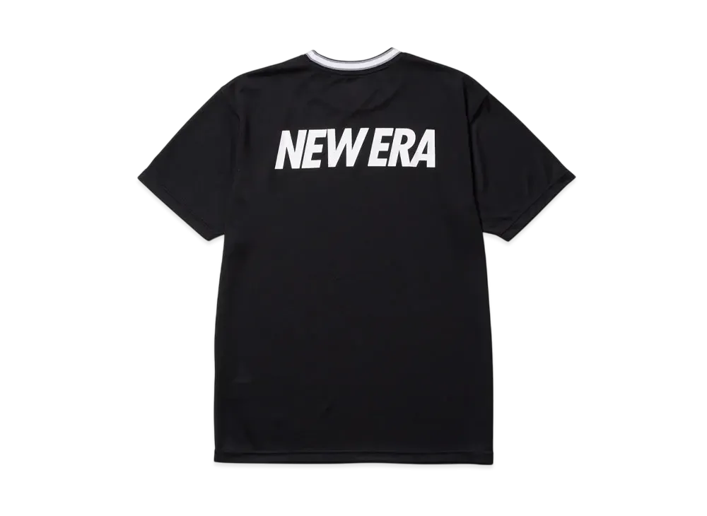 NEW ERA Performance Apparel Basketball Short Sleeve Tech T-Shirt Stripe Collar "Black"