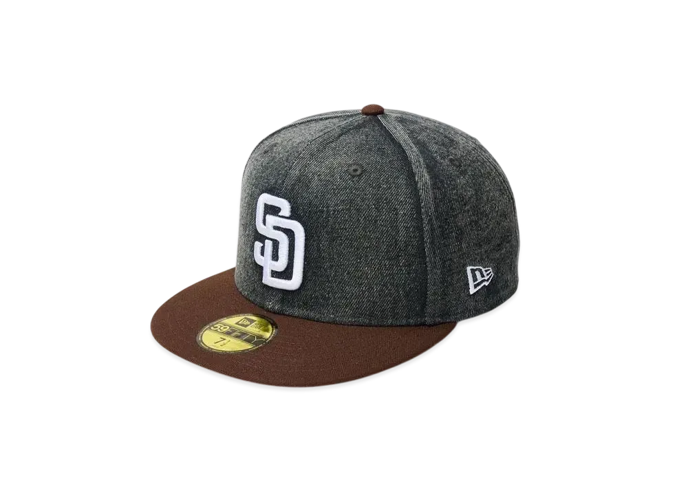 NEW ERA 59Fifty MLB Denim 2-Tone San Diego Padres "Washed Black Denim/Burnt Wood"