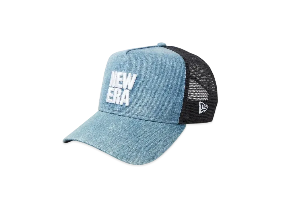 NEW ERA 9Forty A-Frame Tracker Denim Square New Era Logo "Washed Denim"