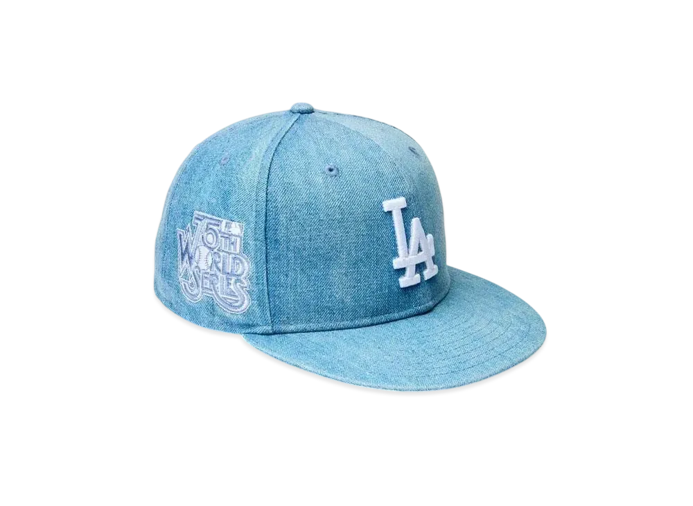 NEW ERA 59Fifty Denim Los Angeles Dodgers World Series Side Patch "Washed Denim"