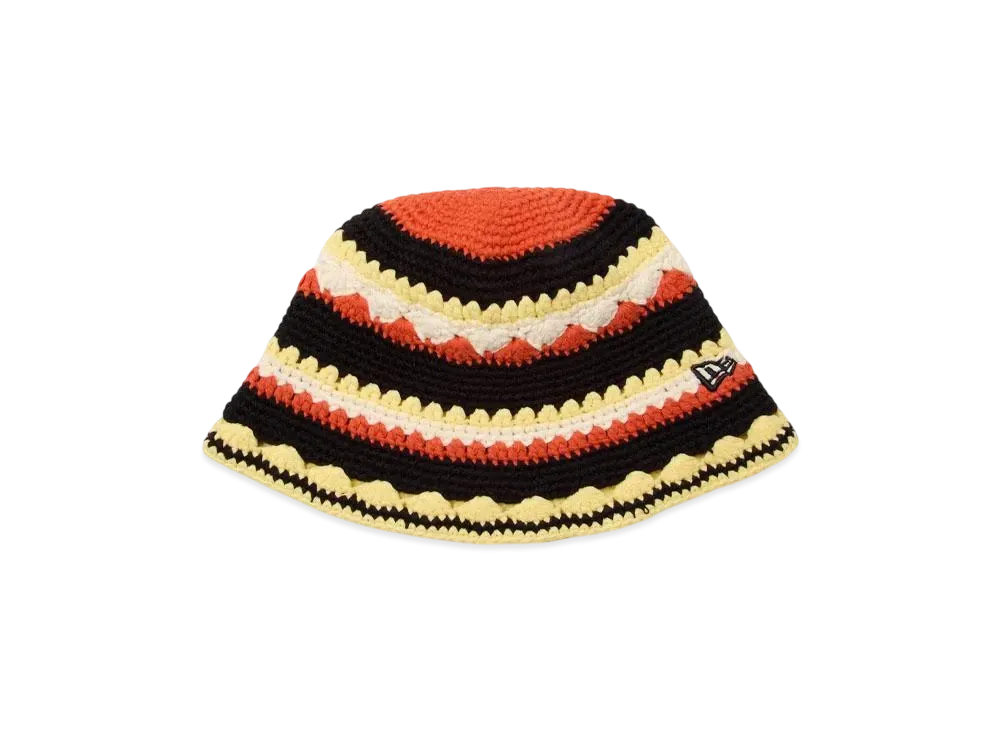 NEW ERA Crochet Knit Bucket Those Summer Days Directed By Keiko Hitotsuyama Vintage Nylon "Orange/Yellow/Black"
