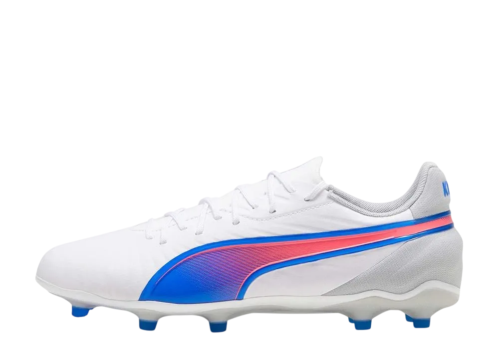 Puma King Match FG/AG "Puma White/Bluemazing/Flat Light Gray"