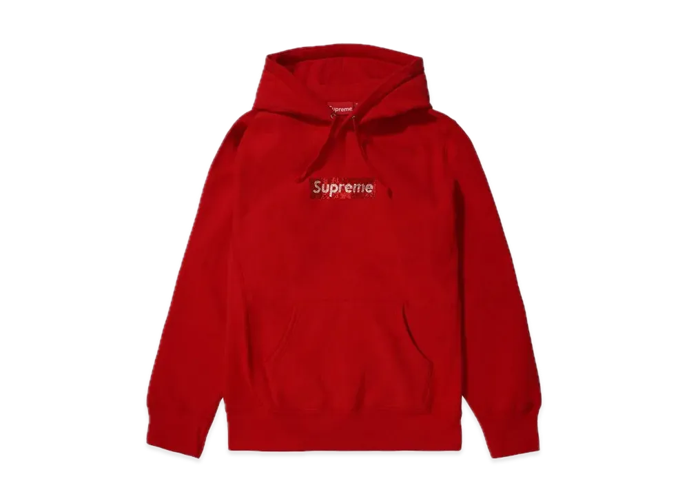 Supreme / Swarovski® Box Logo Hooded Sweeatshirt "Red"