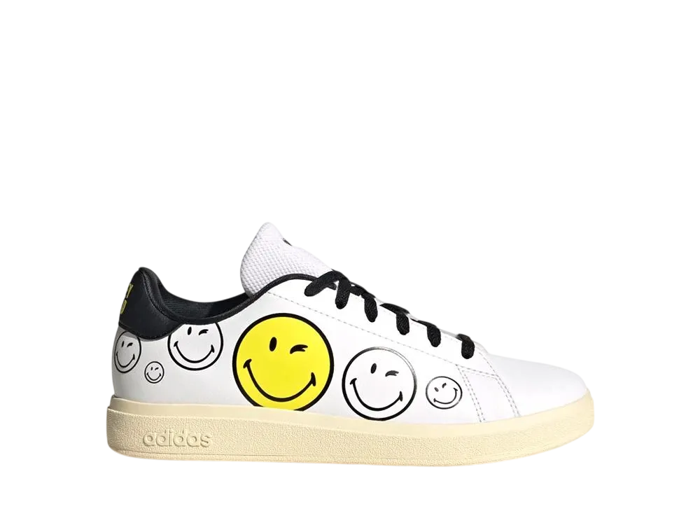 Smiley × adidas GS Advancourt Base 2.0 "Cloud White/Bright Yellow/Core Black"