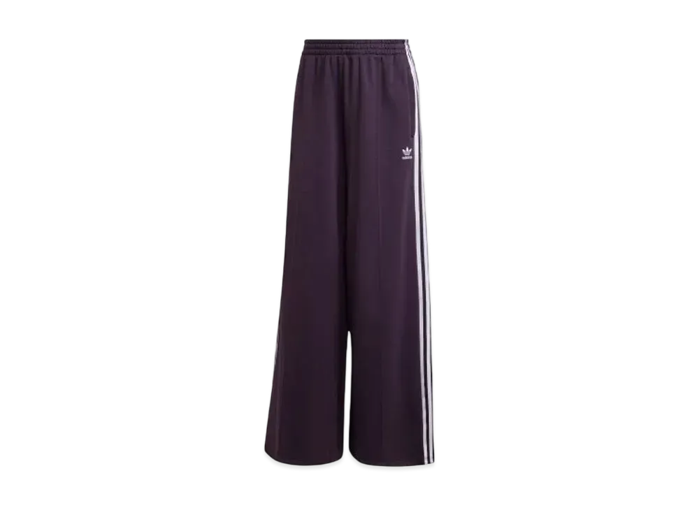 adidas 3-Stripes Loose French Terry Wide Leg Pants "Aurora Black"